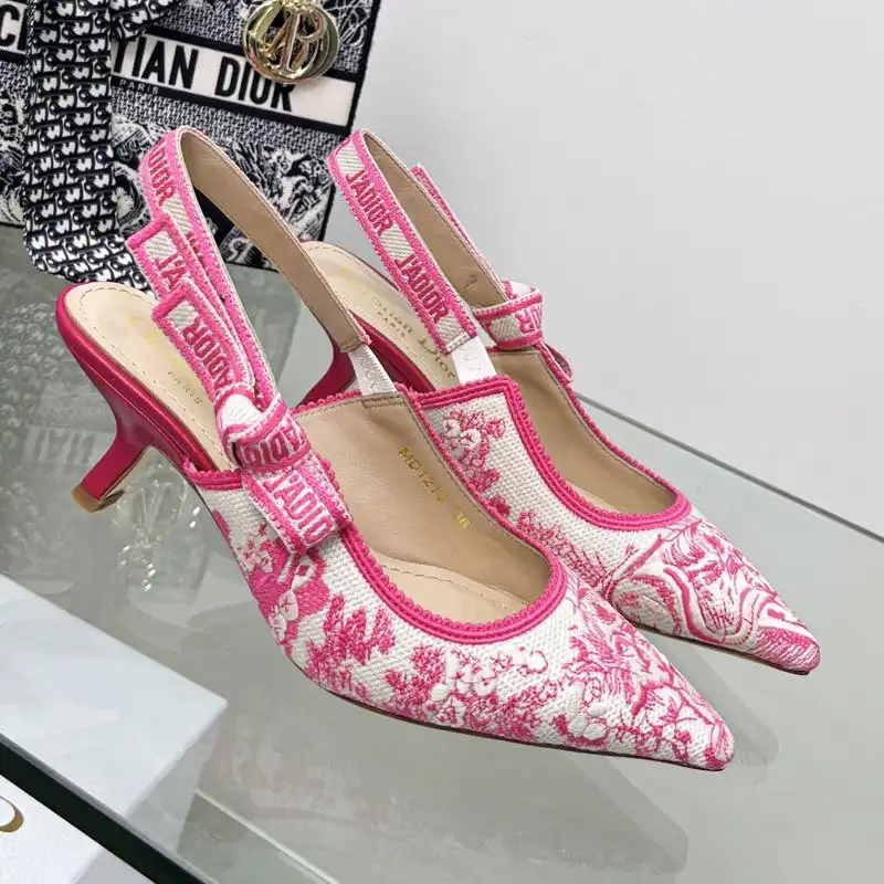 Affordable Hot J'Adior Slingback Pumps Women Toile de Jouy Motif Canvas Rose