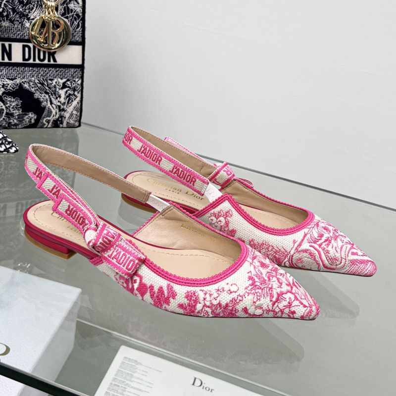 Hot J'Adior Slingback Pumps Women Toile de Jouy Motif Canvas Rose