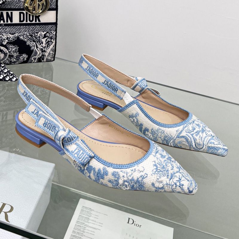 Hot J'Adior Slingback Pumps Women Toile de Jouy Motif Canvas Sky Blue