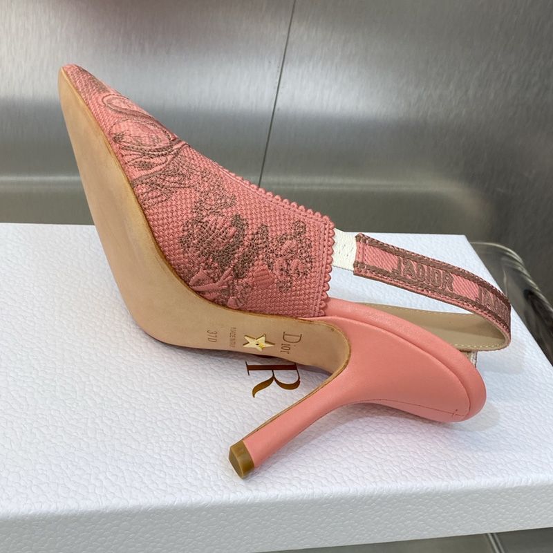 J'Adior Slingback Pumps Women Toile de Jouy Sauvage Motif Canvas Pink Hot Sale