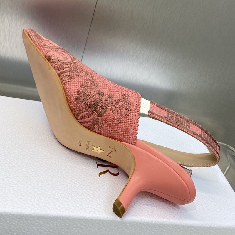 J'Adior Slingback Pumps Women Toile de Jouy Sauvage Motif Canvas Pink Hot Sale