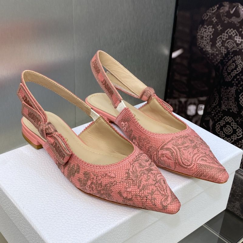 J'Adior Slingback Pumps Women Toile de Jouy Sauvage Motif Canvas Pink Hot Sale