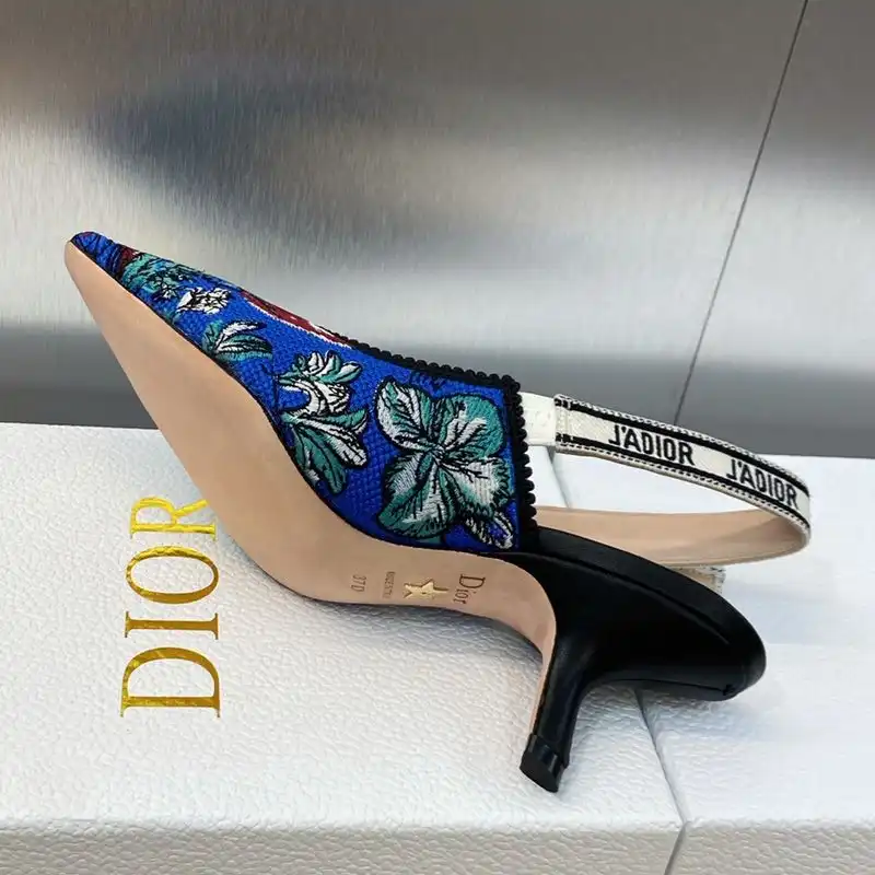 Affordable Hot J'Adior Slingback Pumps Women Toile de Jouy Voyage Motif Canvas Blue Green