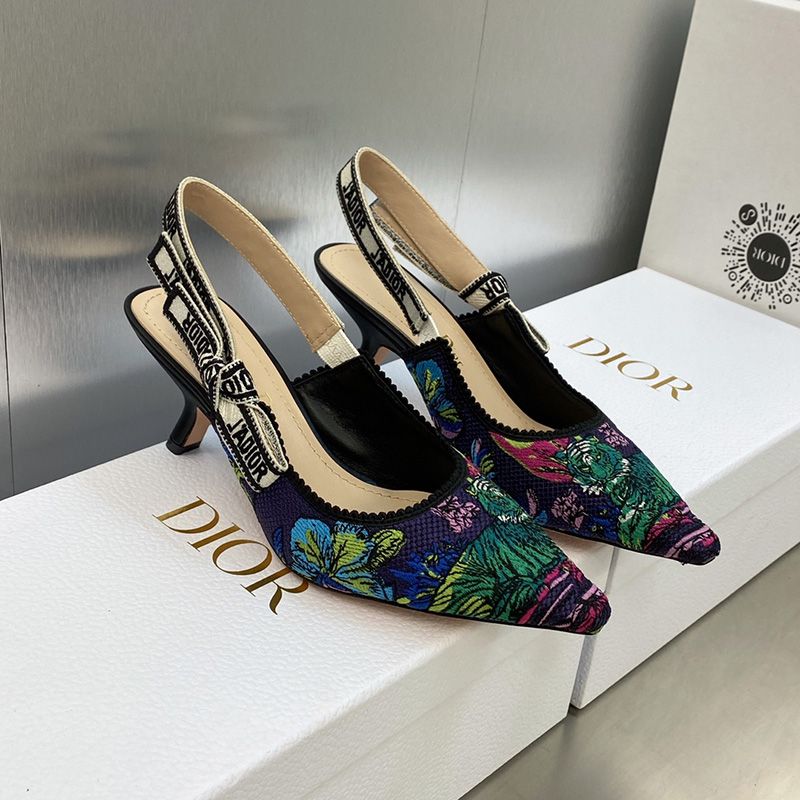 J'Adior Slingback Pumps Women Toile de Jouy Voyage Motif Canvas Multi Blue Hot Sale