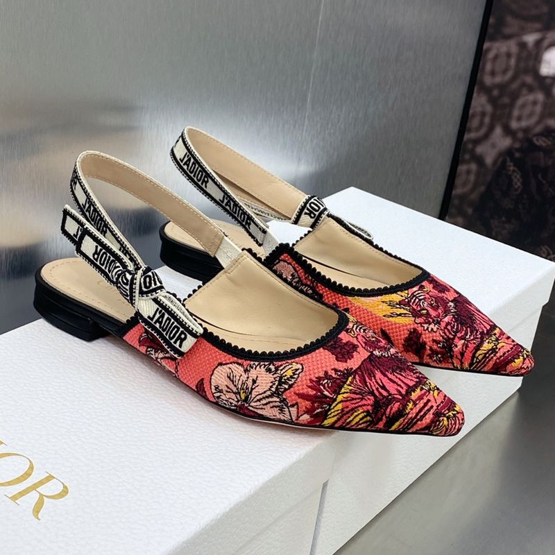 J'Adior Slingback Pumps Women Toile de Jouy Voyage Motif Canvas Pink Hot Sale