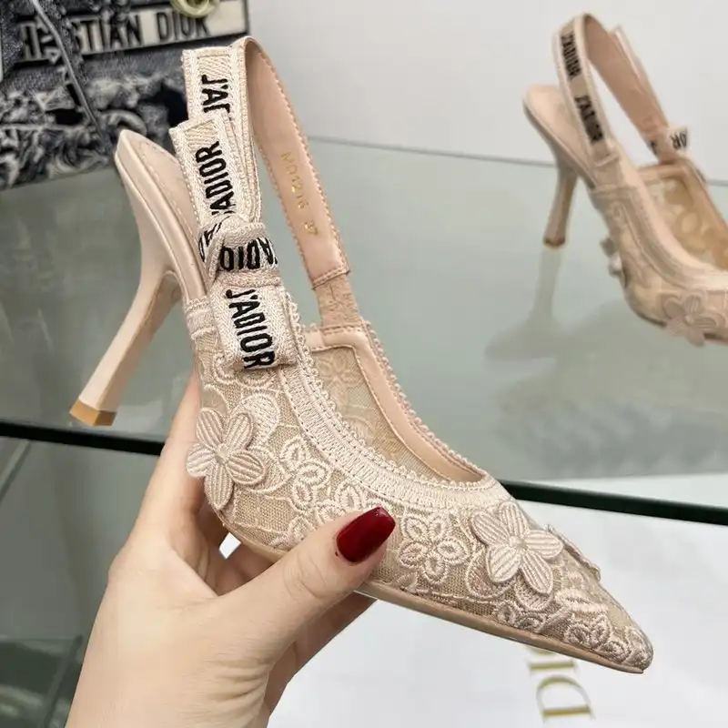 Cheap Hot J'Adior Slingback Pumps Women 3D D-lace Motif Transparent Mesh Khaki