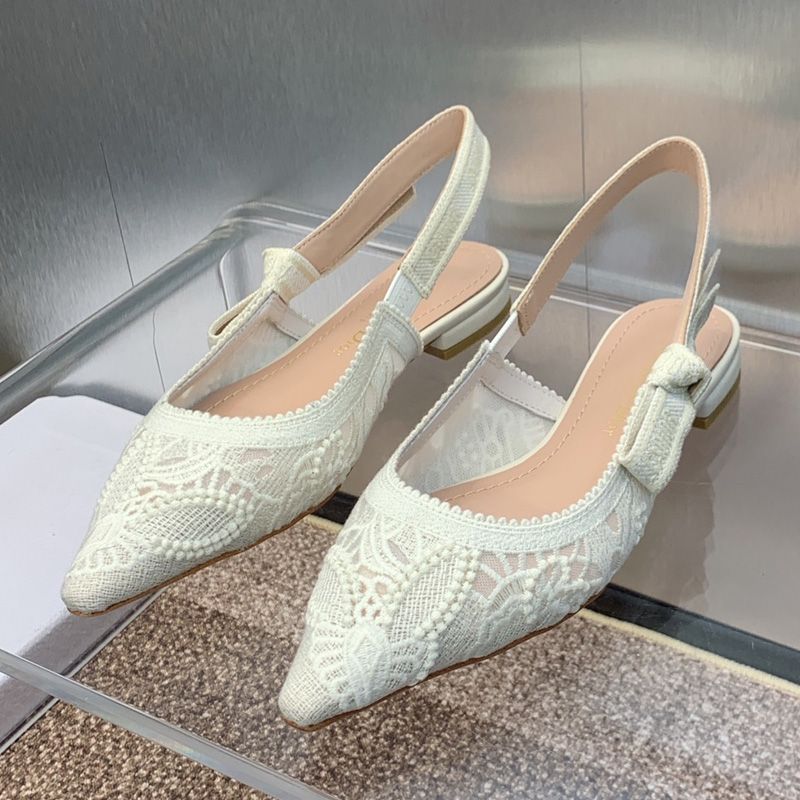 Hot J'Adior Slingback Pumps Women D-Lace Butterfly Motif Transparent Mesh White