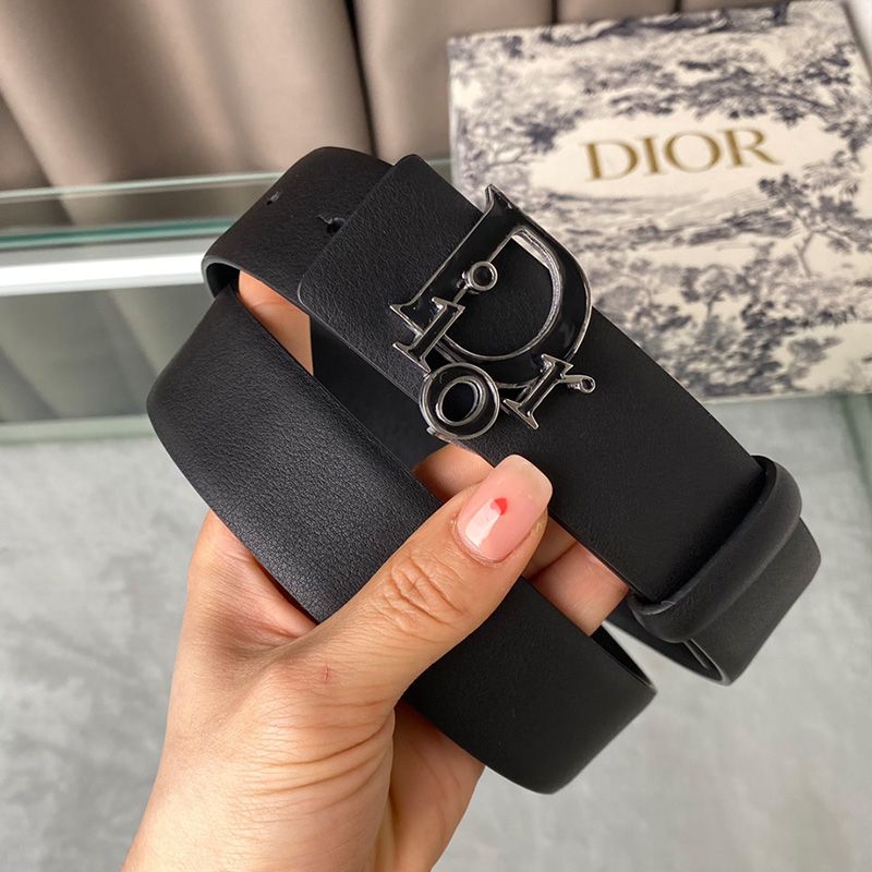 Lady Dior Belt Enameled Calfskin Black Hot Sale