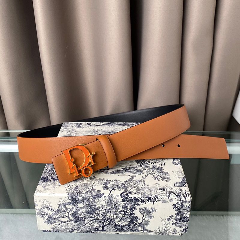 Hot Lady Dior Belt Enameled Calfskin Brown