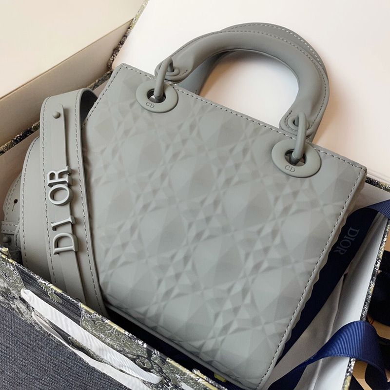 Small Lady Dior Bag Ultramatte Frosted Cannage Calfskin Grey Luxury