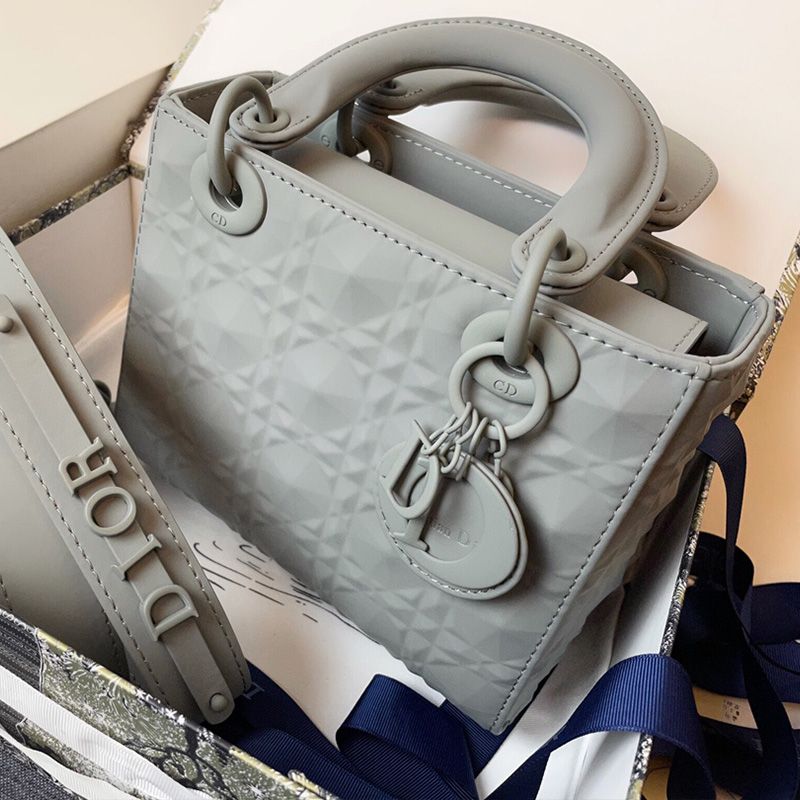 Small Lady Dior Bag Ultramatte Frosted Cannage Calfskin Grey Luxury