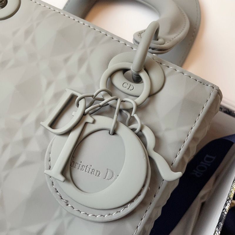 Small Lady Dior Bag Ultramatte Frosted Cannage Calfskin Grey Luxury