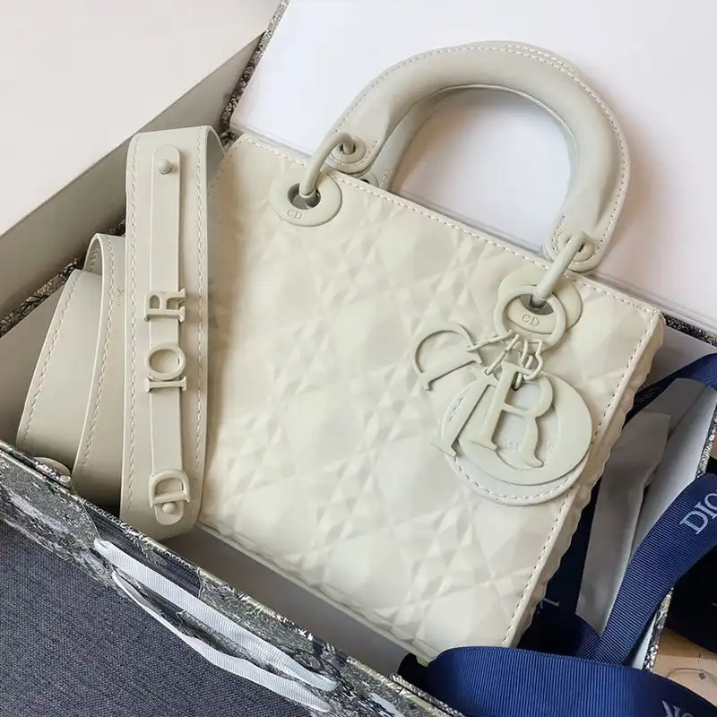 Small Lady Dior Bag Ultramatte Frosted Cannage Calfskin White Hot Sale