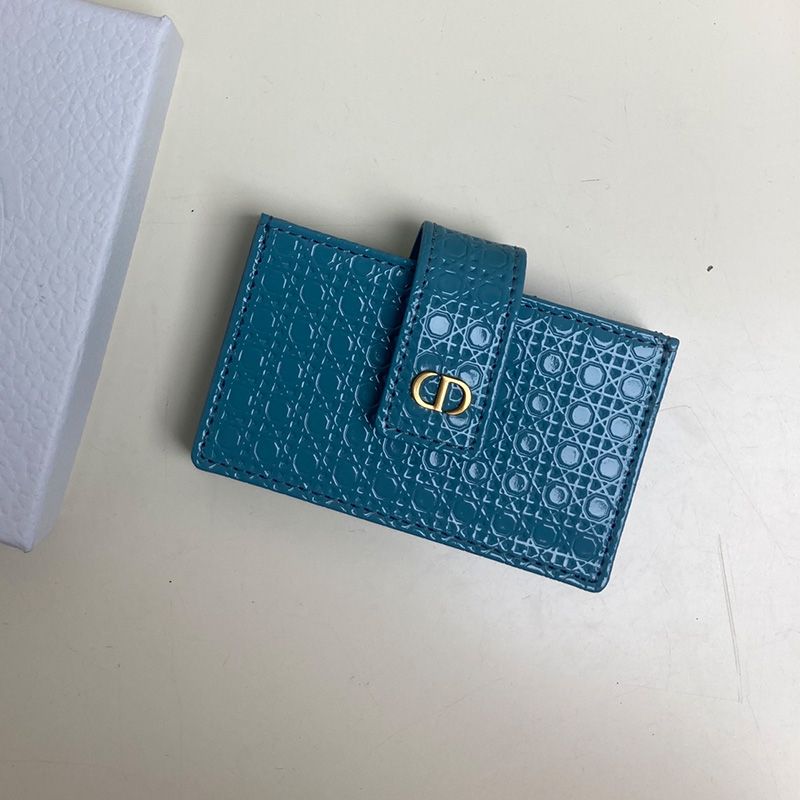 Hot Lady Dior Card Holder Cannage Calfskin Blue