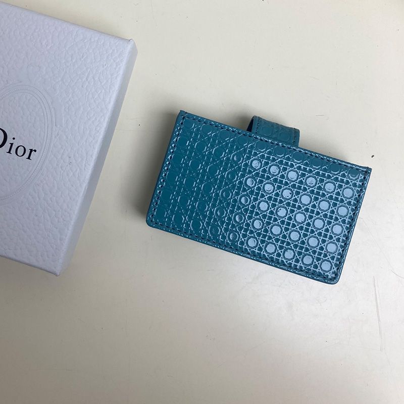 Lady Dior Card Holder Cannage Calfskin Blue Hot Sale