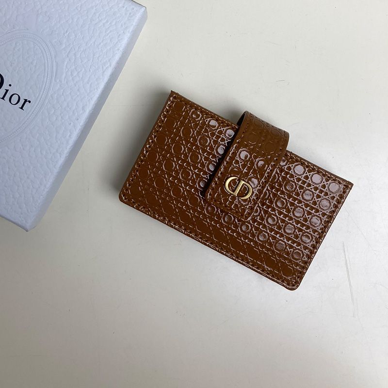 Hot Lady Dior Card Holder Cannage Calfskin Coffee