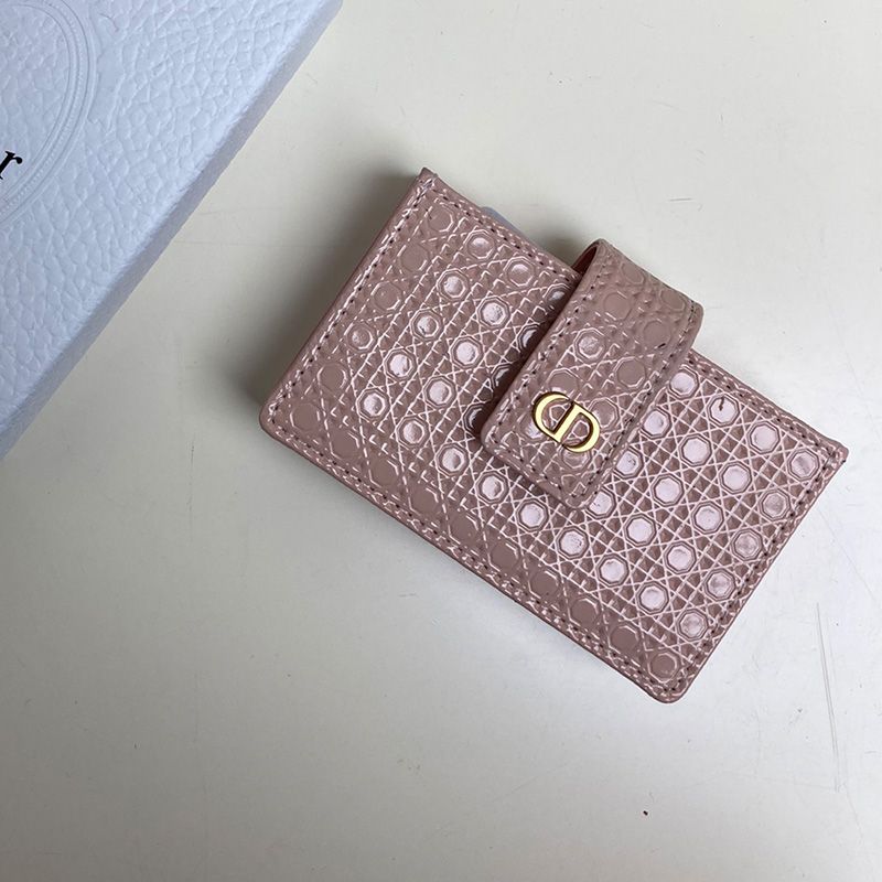 Hot Lady Dior Card Holder Cannage Calfskin Pink