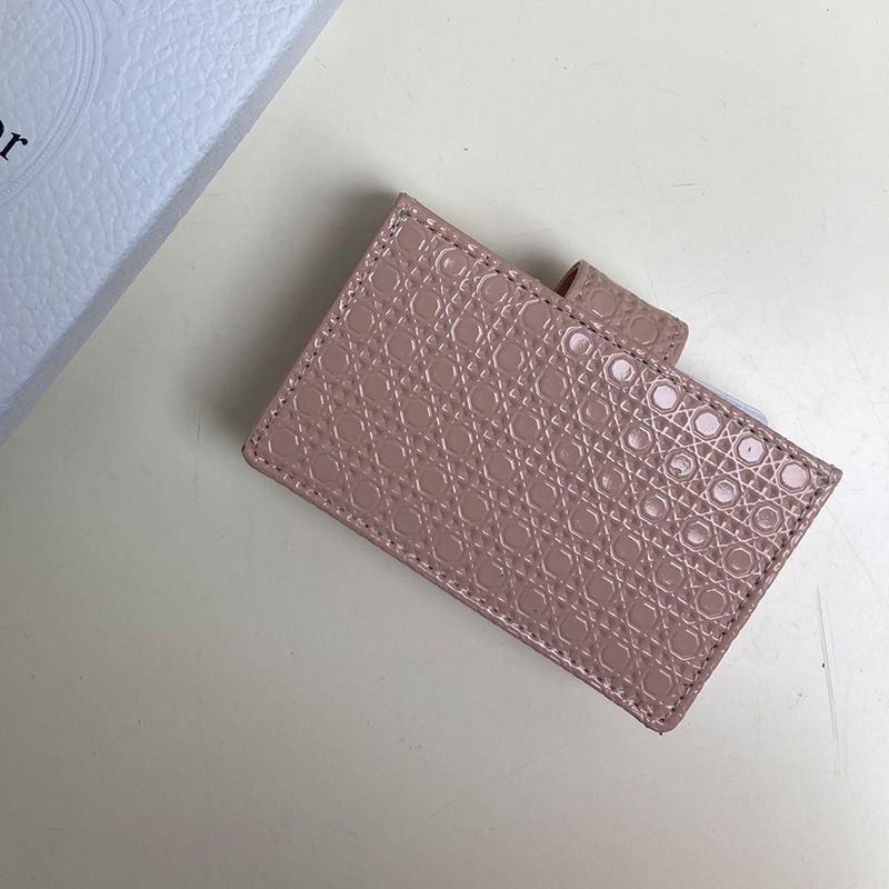 Hot Lady Dior Card Holder Cannage Calfskin Pink