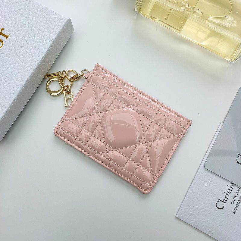 Lady Dior Card Holder Patent Cannage Calfskin Pink Hot Sale