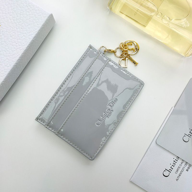 Lady Dior Card Holder Patent Cannage Calfskin Silver Hot Sale