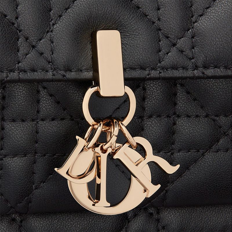 Hot Lady Dior Chain Pouch Cannage Lambskin Black