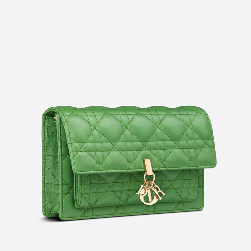 Hot Lady Dior Chain Pouch Cannage Lambskin Green