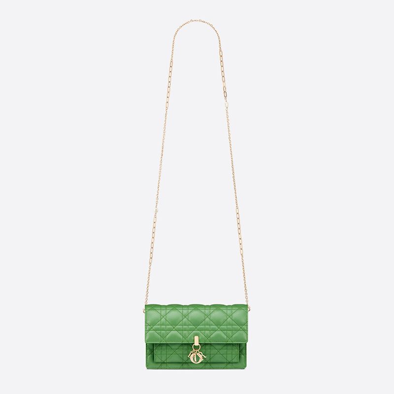 Hot Lady Dior Chain Pouch Cannage Lambskin Green