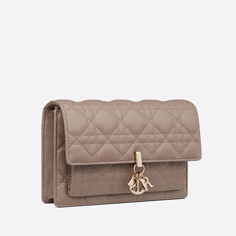 Hot Lady Dior Chain Pouch Cannage Lambskin Khaki