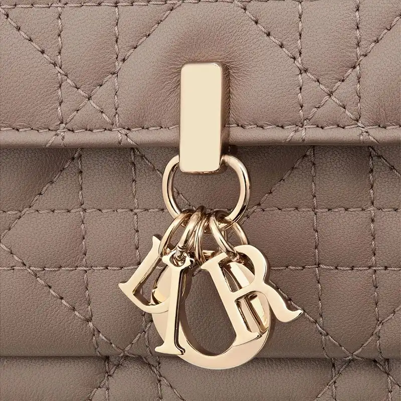 Affordable Hot Lady Dior Chain Pouch Cannage Lambskin Khaki