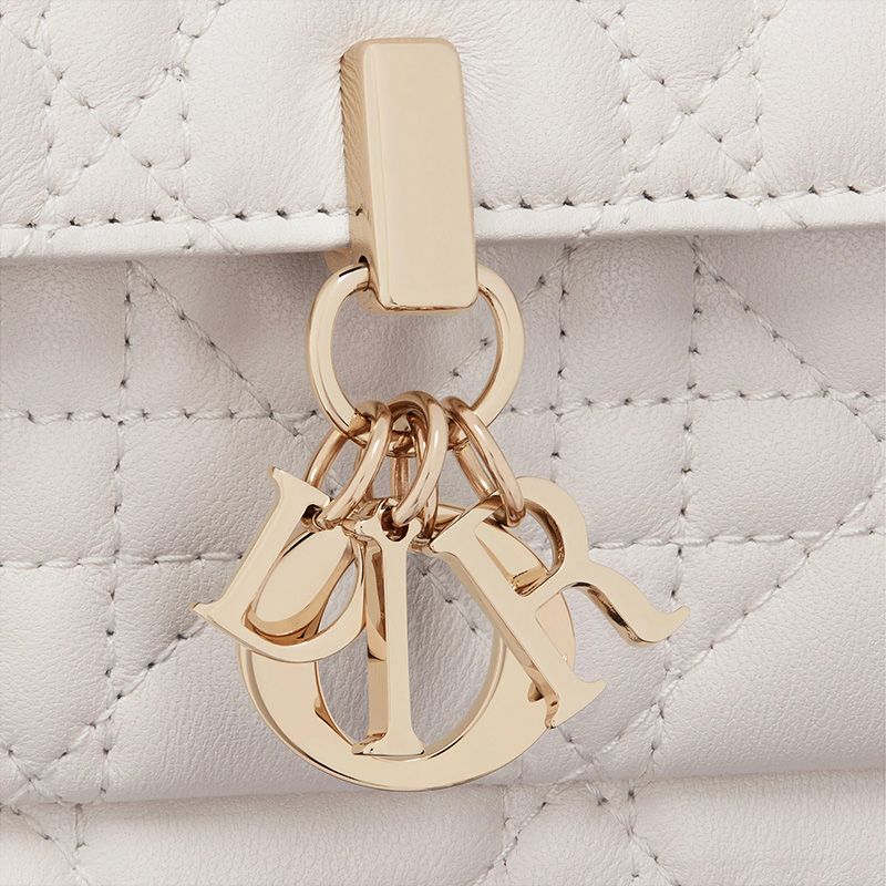 Lady Dior Chain Pouch Cannage Lambskin White Hot Sale