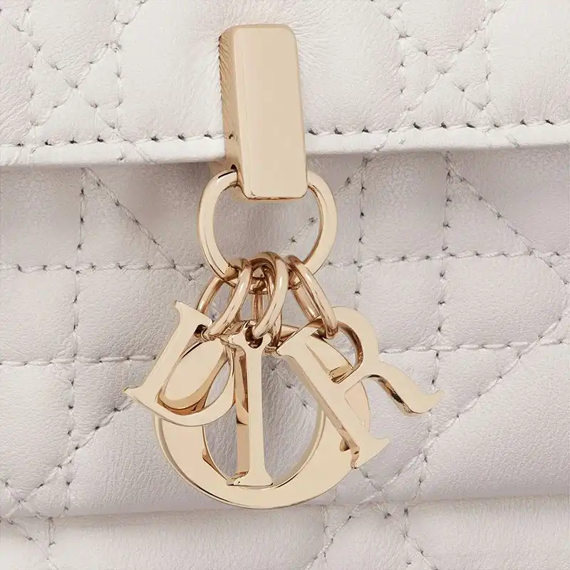 Affordable Hot Lady Dior Chain Pouch Cannage Lambskin White