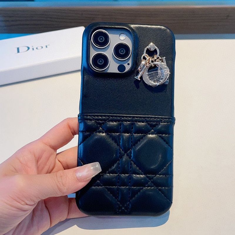 Hot Lady Dior iPhone Case Cannage Lambskin Black