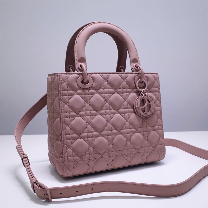 Medium Lady Dior Bag Ultramatte Cannage Calfskin Apricot Hot Sale