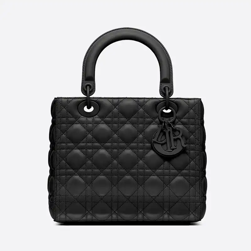 Medium Lady Dior Bag Ultramatte Cannage Calfskin Black Luxury