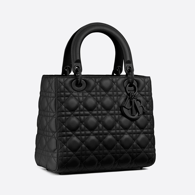 Medium Lady Dior Bag Ultramatte Cannage Calfskin Black Luxury