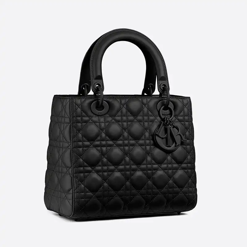 Cheap Medium Lady Dior Bag Ultramatte Cannage Calfskin Black Luxury