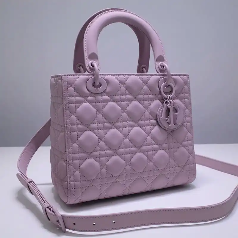 TOP Medium Lady Dior Bag Ultramatte Cannage Calfskin Purple