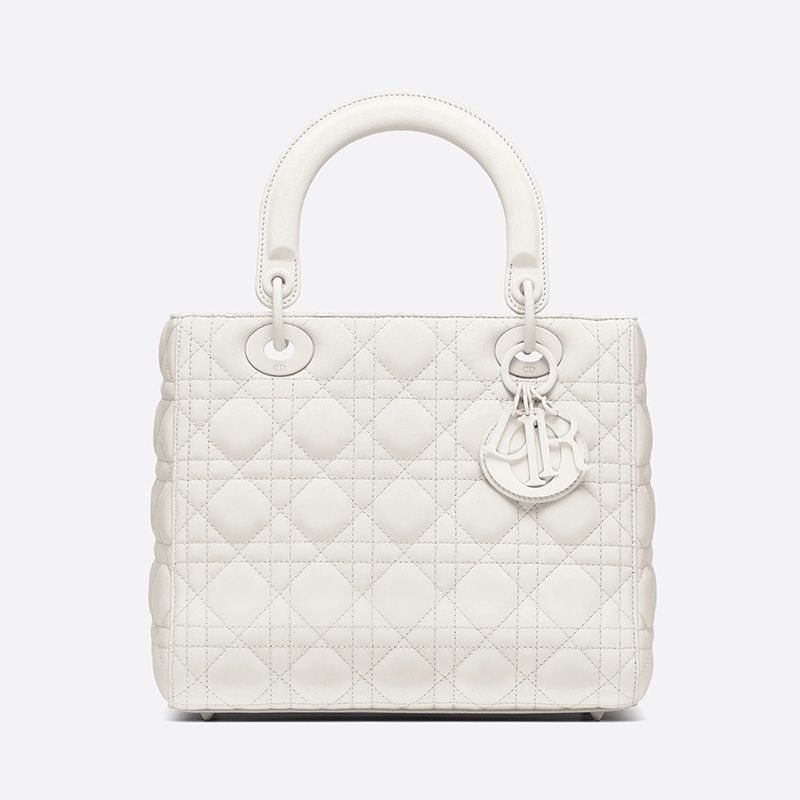 Hot Medium Lady Dior Bag Ultramatte Cannage Calfskin White