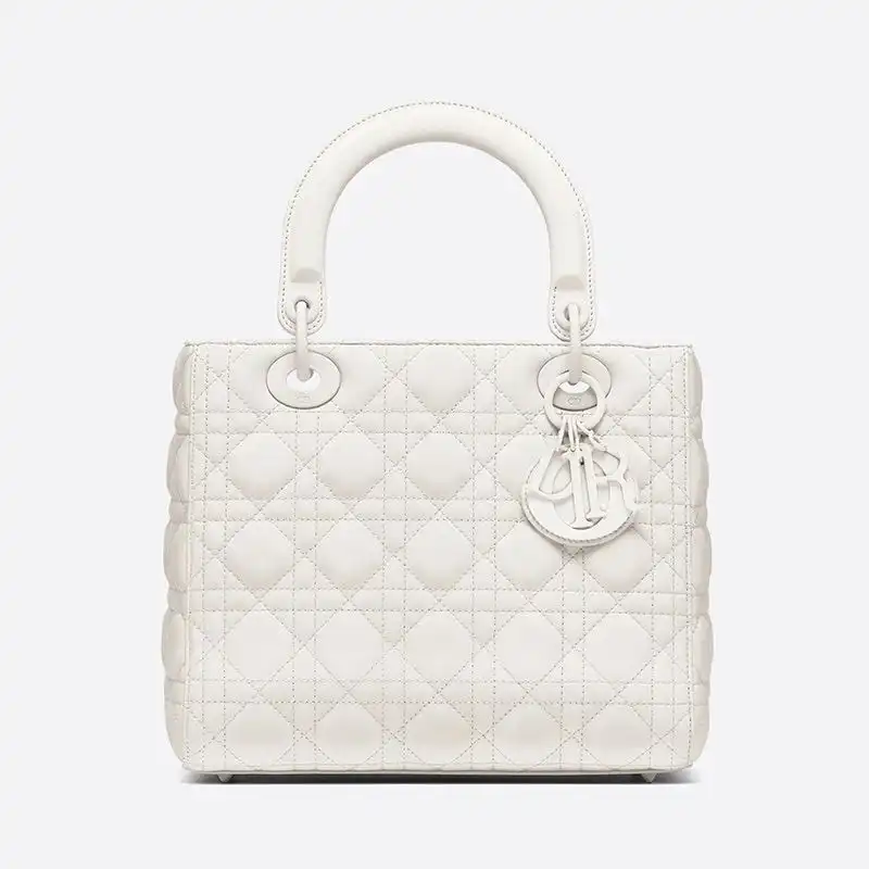 Cheap Medium Lady Dior Bag Ultramatte Cannage Calfskin White Luxury