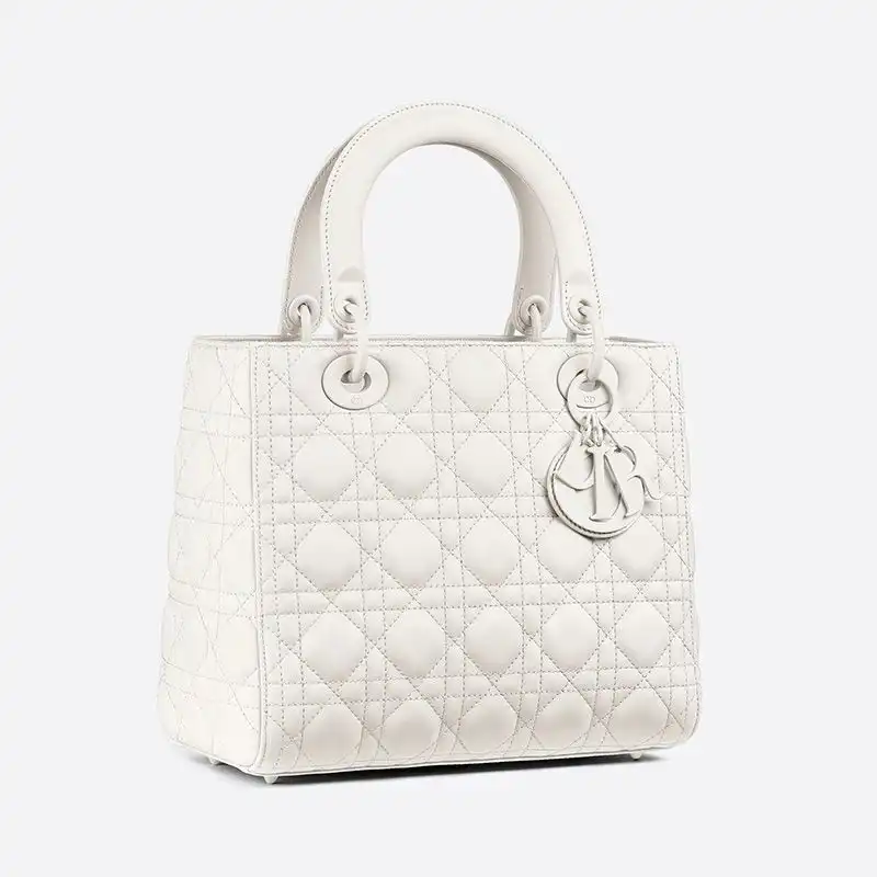 Cheap Medium Lady Dior Bag Ultramatte Cannage Calfskin White Luxury