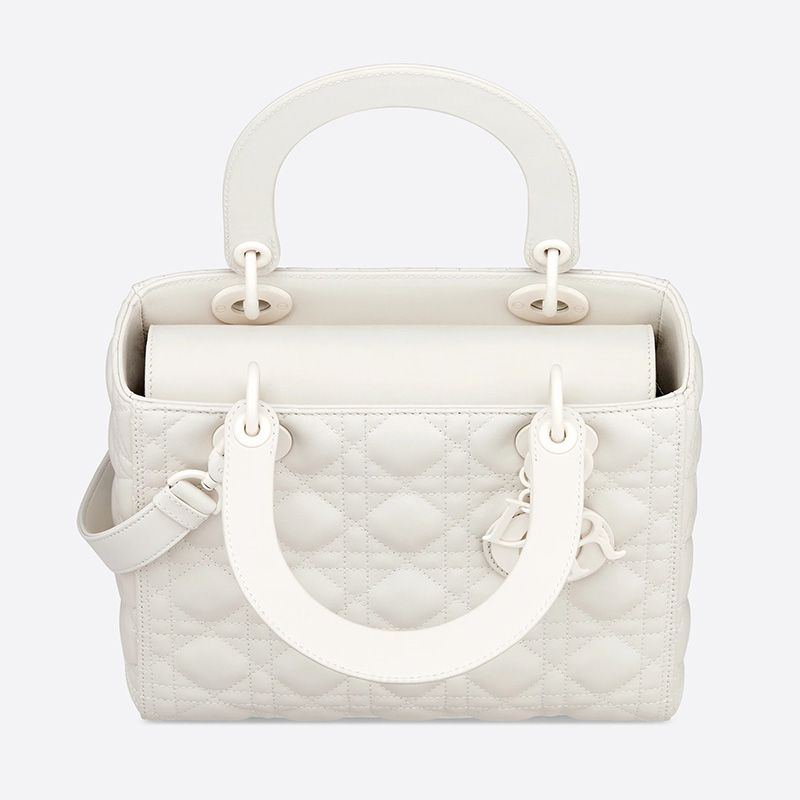 Hot Medium Lady Dior Bag Ultramatte Cannage Calfskin White