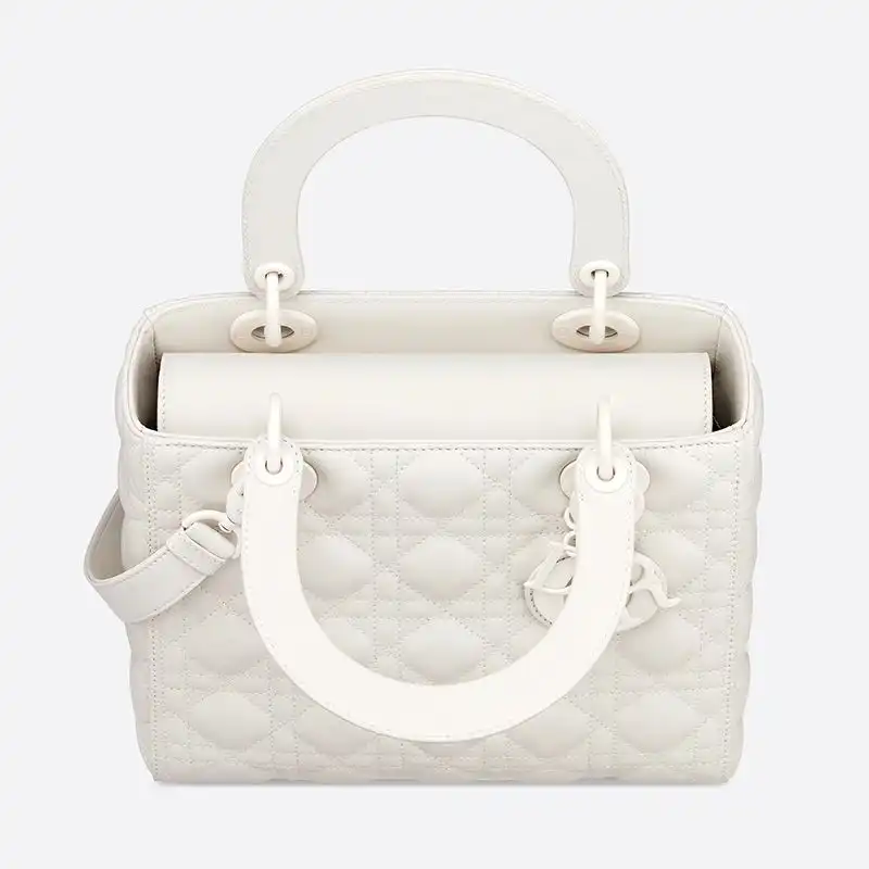 Cheap Medium Lady Dior Bag Ultramatte Cannage Calfskin White Luxury