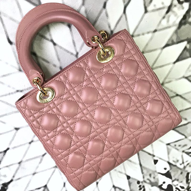 Medium Lady Dior Bag Cannage Lambskin Nude Gold