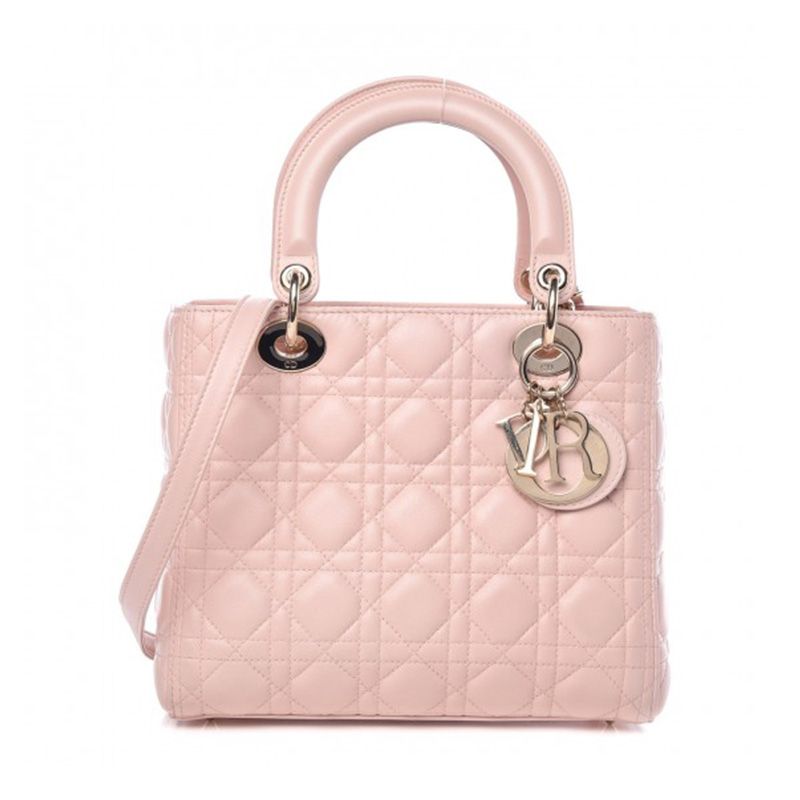 Medium Lady Dior Bag Cannage Lambskin Pink Gold