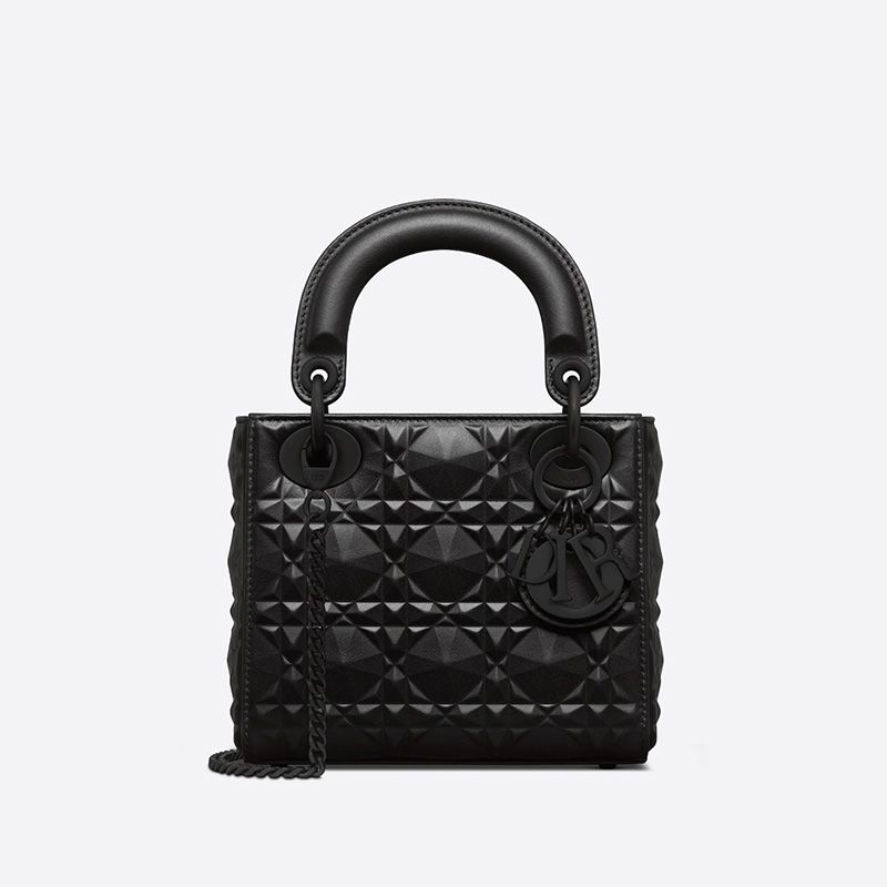 Mini Lady Dior Bag Ultramatte Cannage Calfskin with Diamond Motif Black Hot Sale