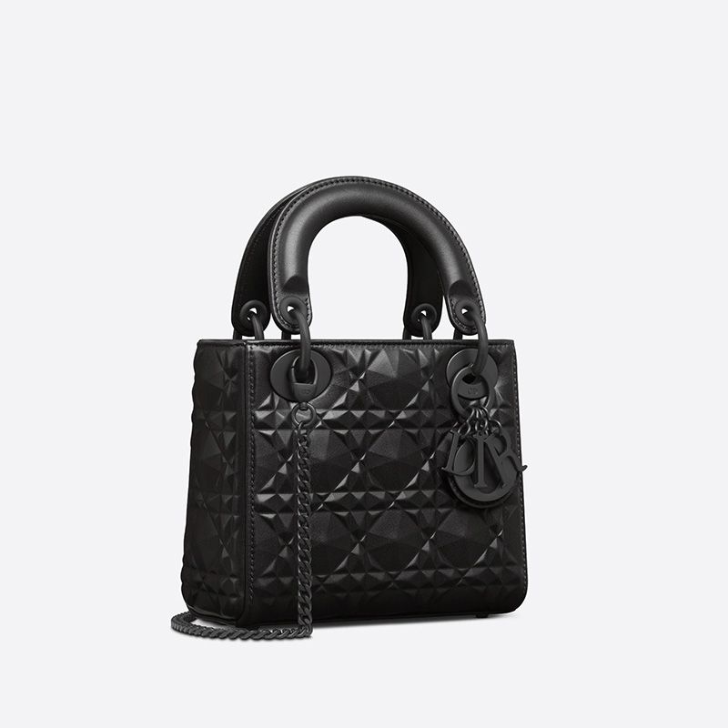 Mini Lady Dior Bag Ultramatte Cannage Calfskin with Diamond Motif Black Hot Sale