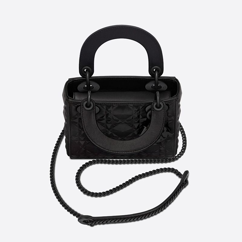 Mini Lady Dior Bag Ultramatte Cannage Calfskin with Diamond Motif Black Hot Sale