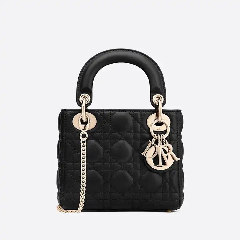 Cheap Mini Lady Dior Bag Cannage Lambskin Black Hot Sale