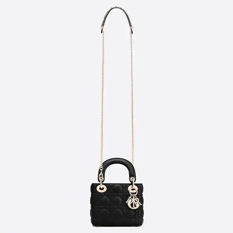 Cheap Mini Lady Dior Bag Cannage Lambskin Black Hot Sale