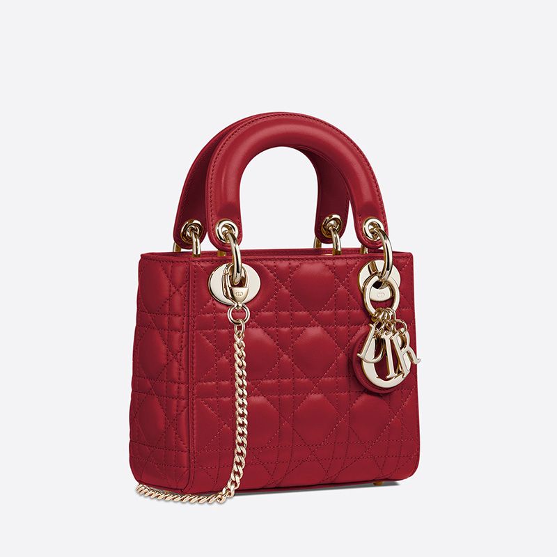 Hot Mini Lady Dior Bag Cannage Lambskin Red